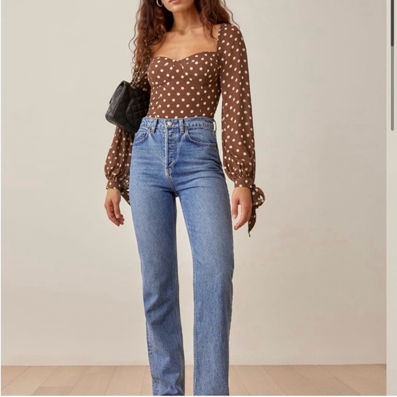 Reformation Sawtelle Sweetheart Blouse Size 8 - Picture 3 of 11